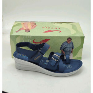Ladies Buckle Wedge Sandal (Blue)